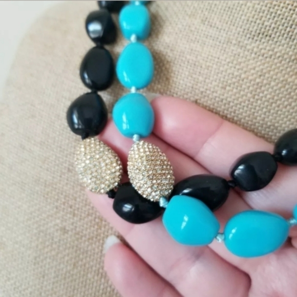 2!! RARE NOLAN Miller Estate Turquoise Onyx LUCITE Necklaces - Picture 2 of 7